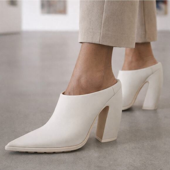 Bottega Veneta Tex Mule White IT37 US7  Sculptural Block Heel Italy NEW Rare - Picture 2 of 16